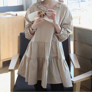 Frill Collar Tiered Long Sleeve Dress