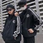 Couple Matching Printed Zip Jacket Black - One Size