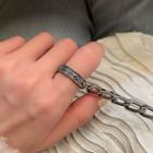 Textured / Flower Embossed Sterling Silver Ring J2388 - Silver - One Size