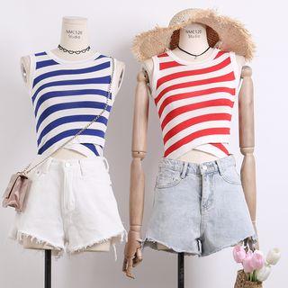 Striped Wrap Tank Top
