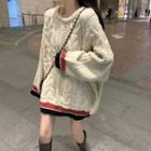 Oversized Cable-knit Sweater Almond - One Size