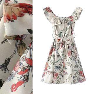 Floral Off-shoulder Mini A-line Dress