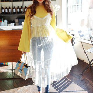 Strappy A-line Lace Dress White - One Size