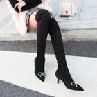 Pointy Toe Bow Accent Boots