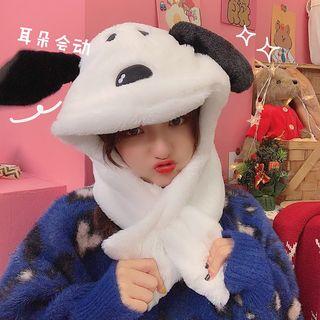 Dog Ear Hooded Neck Scarf Dog - One Size