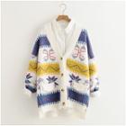 Patterned Cardigan White - One Size