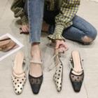 Square-toe Dotted Kitten Heel Sandals