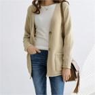 Boxy-fit Rolled-edge Knit Cardigan