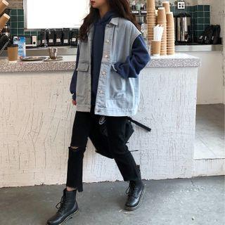 Denim Loose-fit Sleeveless Jacket