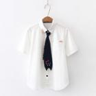 Short-sleeve Shirt With Cat Tie