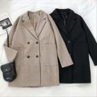 Plain Double-breasted Long-sleeve Coat
