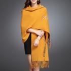 Flower Embroidered Fringed Cape