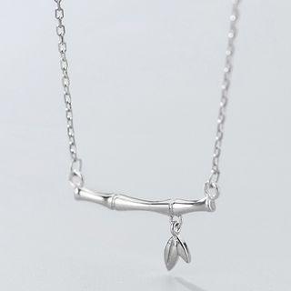 925 Sterling Silver Bamboo Pendant Necklace Silver - One Size