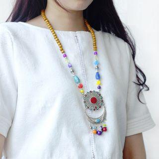Bead Pendant Necklace Random - One Size