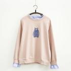 Bear Print Mock Two-piece Pullover