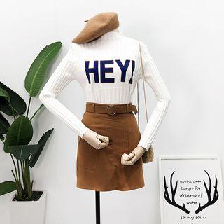 Hey! Mock-neck Knit Top