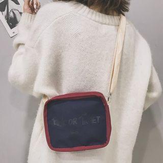 Color Piped Letter Print Crossbody Bag