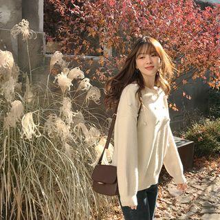 Punched-trim Pom-pom Sweater Ivory - One Size