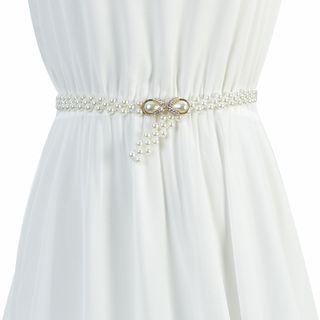 Faux Pearl Elastic Slim Belt