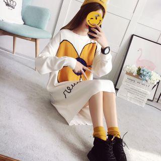 Floral Print Long-sleeve Knit Sweater