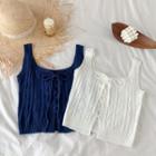 Lace Up Sleeveless Cable-knit Top