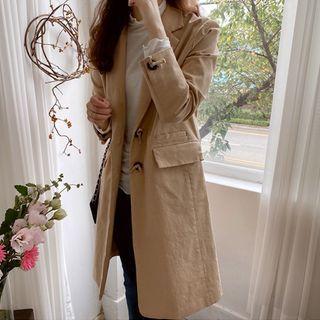 Button-detail Dual-pocket Trench Coat