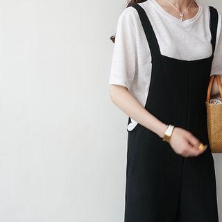 Perforate-hem Wide-leg Jumper Pants