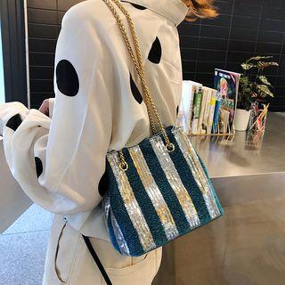 Sequined Striped Bucket Bag