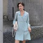 Collared Buttoned Long-sleeve A-line Mini Dress