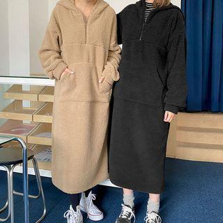 Plus Size Sherpa-fleece Long Hoodie Dress