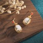 Faux Gemstone Alloy Dangle Earring Cp266 - Gold & White - One Size