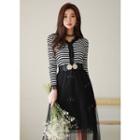 V-neck Striped Slim-fit Cardigan