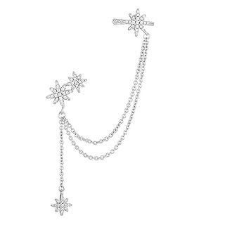 Alloy Star Chained Earring Silver - One Size