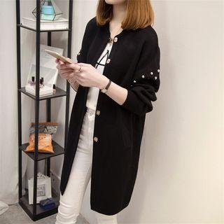 Beaded Buttoned Knit Coat