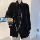 Shirt With Necktie / Snap Buckle Vest With Chain / Set