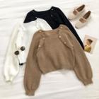 Mock Two-piece Square-neck Long-sleeve Sweater