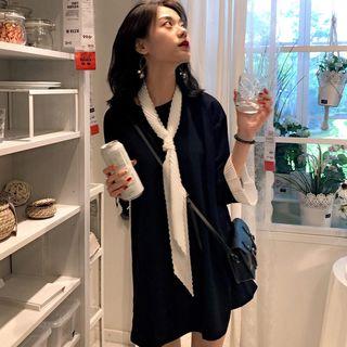 Tie Neck 3/4-sleeve Shirt Dress