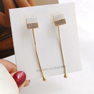 Square Rhinestone Resin Alloy Dangle Earring
