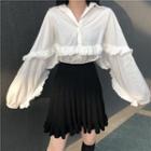 Ruffle-detail Shirt / Knit Skirt