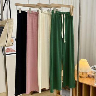 Drawstring Textured Loose Fit Pants