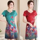 Traditional Chinese Short-sleeve Printed Dress
