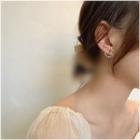 Rhinestone Hoop Stud Earring 1 Pair - 5045 - Silver - One Size
