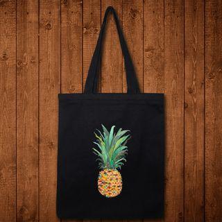 Pineapple Print Canvas Tote Bag