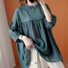 Contrast Trim Tie-back 3/4-sleeve Blouse