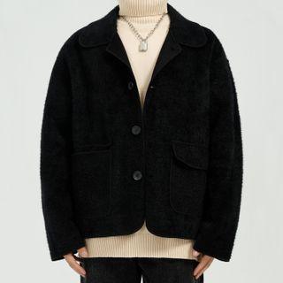 Plain Fleece Single-breasted Jacket
