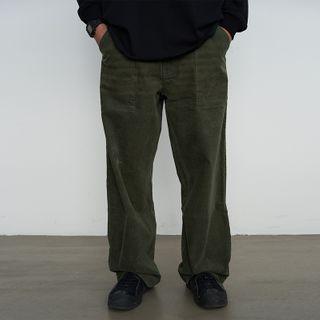 Plain Corduroy Straight Leg Pants
