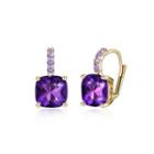 Simple And Elegant Plated Champagne Gold Geometric Purple Austrian Element Crystal Earrings Champagne - One Size