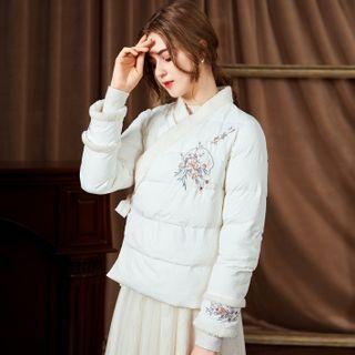 Embroidered Side Tie Padded Jacket