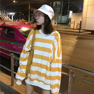 Long-sleeve Oversized Ripped Color Block Top