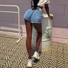 Fray-hem Zip-back Denim Shorts